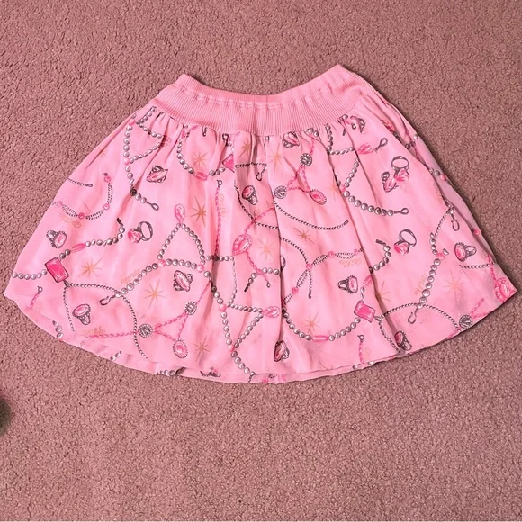 Milk pink jewelry print skirt - Picture 3 of 4